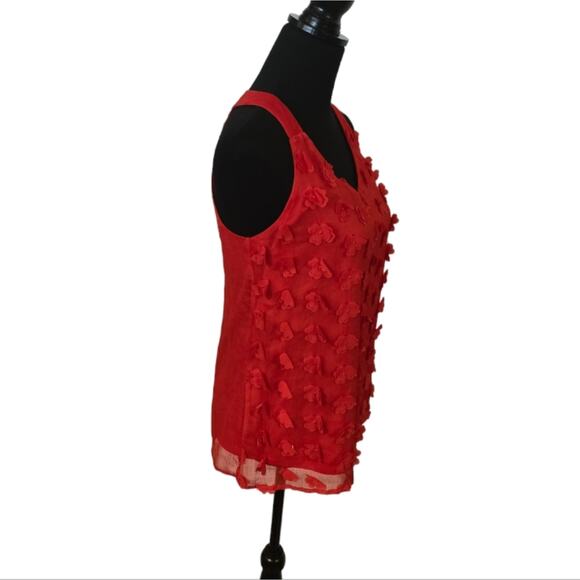 New York & Co Salmon Red 3D Floral Flowy Tank Top Size XS SMALL - Picture 2 of 8
